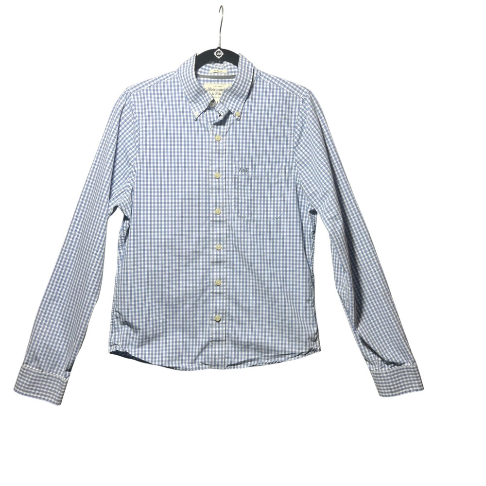Abercrombie & Fitch Y2K Blue Check Muscle Fit Button Down Shirt Long Sleeve M